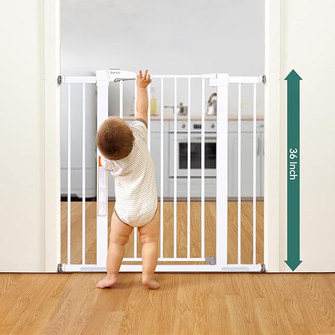 BABELIO 36" Tall Dog Gate PressGuard C5, 26-40" Wide Auto Close Baby Gate - Image 3