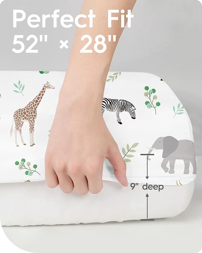 Crib Sheet Netural, Premium Soft Safari Jersey Knit Fitted Crib Sheet, Crib - Image 4