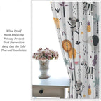 Cute Cartoon Animals Curtains Tropical Jungle Animals Elephant Giraffe Monkey - Image 2