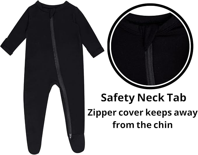 Baby Boy Footed Pajamas with Mittens, Rayon Made from Bamboo Sleepers, 2 Way - Image 2