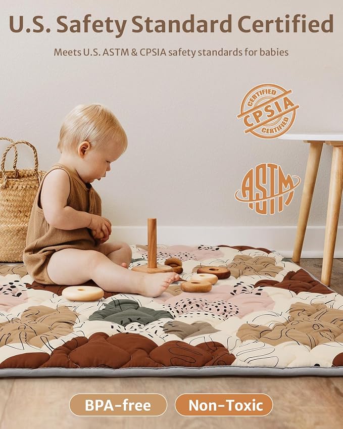 Blissful Diary Baby Play Mats for Floor, 47x47 Playpen Mat, Thicker Cushioning - Image 6