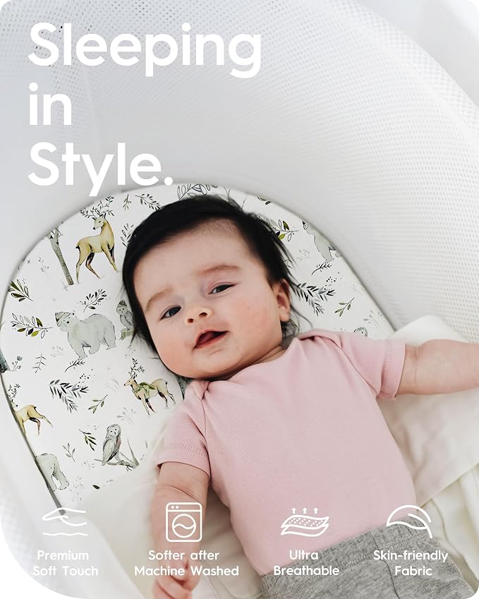 Bassinet Sheets for Baby Boy Girl, TotBasic Buttery Soft Universal Bassinet - Image 2