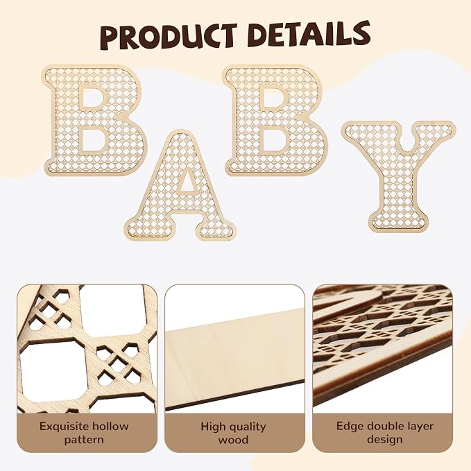 4 Pcs Rattan Wood Baby Letters - Image 5