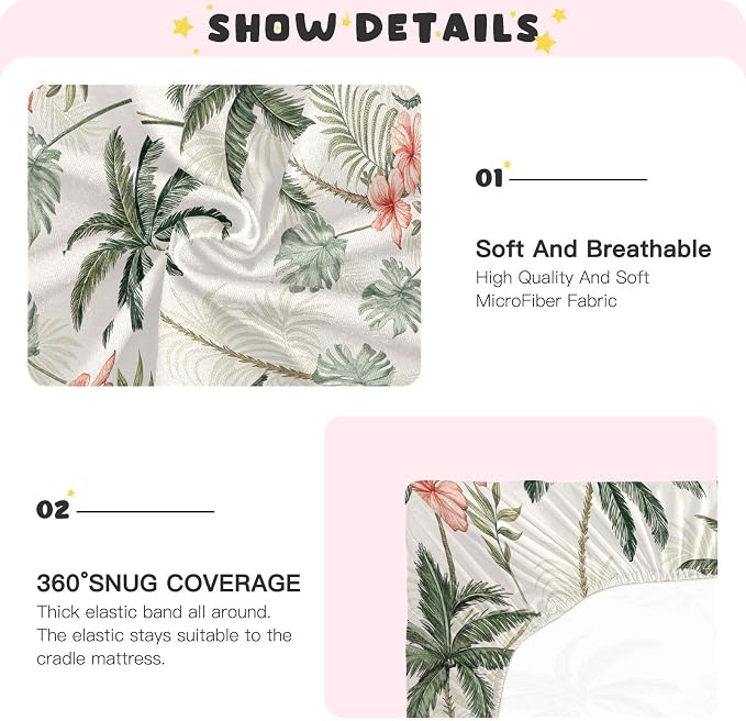 Tropical Palm Trees Crib Sheets, Crib Sheets - Image 5