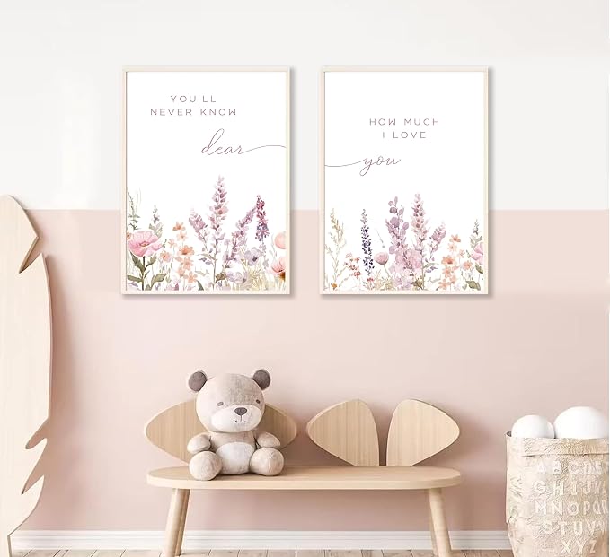 KADEYEE 2 Pcs Wildflower Nursery Wall Art Boho Flower Botanical Sentence Wall - Image 2