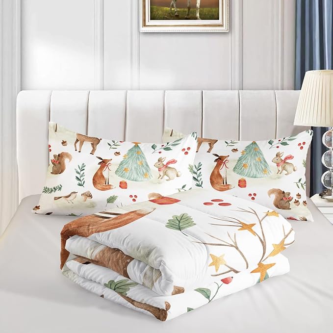 QOOMO Wild Animal Comforter Full Size, Christmas Comforter Set - Image 4