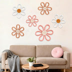 6Pcs Boho Nursery Decor, Daisy Flower Woven Macrame Wall Hanging 3 Sizes by Unknown