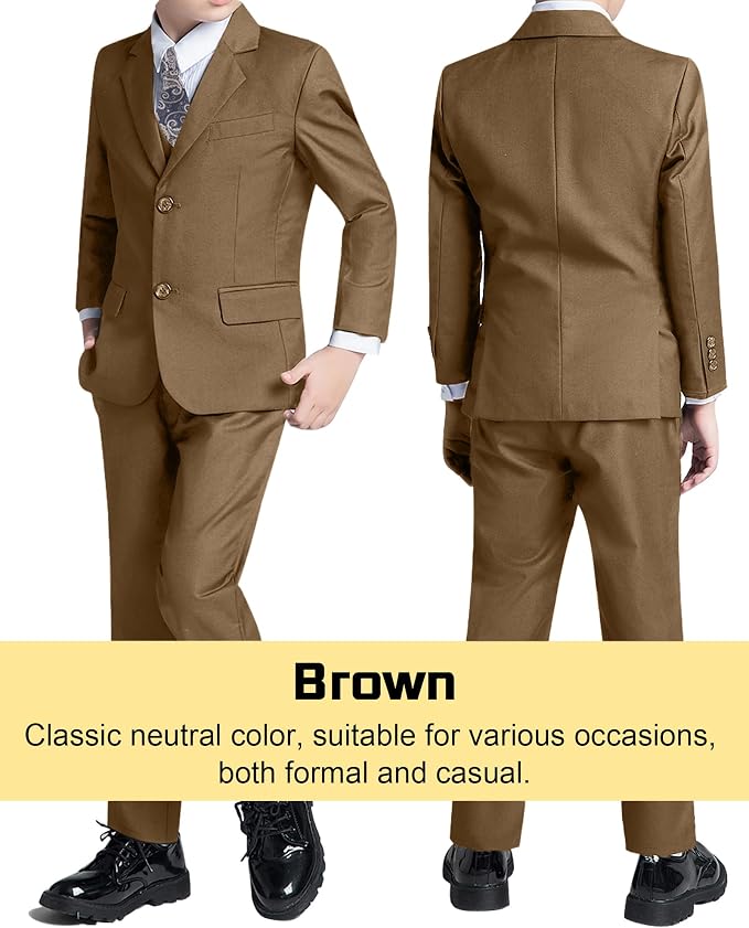 Boys’ Formal Suit 5 Piece Set, Toddler Tuxedos - Image 5