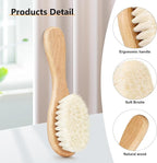 3PCS Baby Hair Brush with Wooden Handle and Comb Set - Image 2