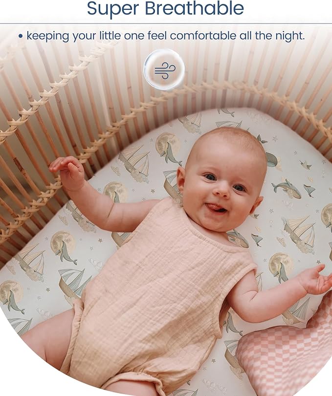 Bassinet Sheets for Baby Boy Girl, TotBasic Buttery Soft Universal Bassinet - Image 5