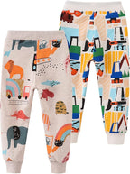 HUAER& Baby Boy's Jogger Pants Dinosaur Car Animal Print Drawstring Elastic - Image 2