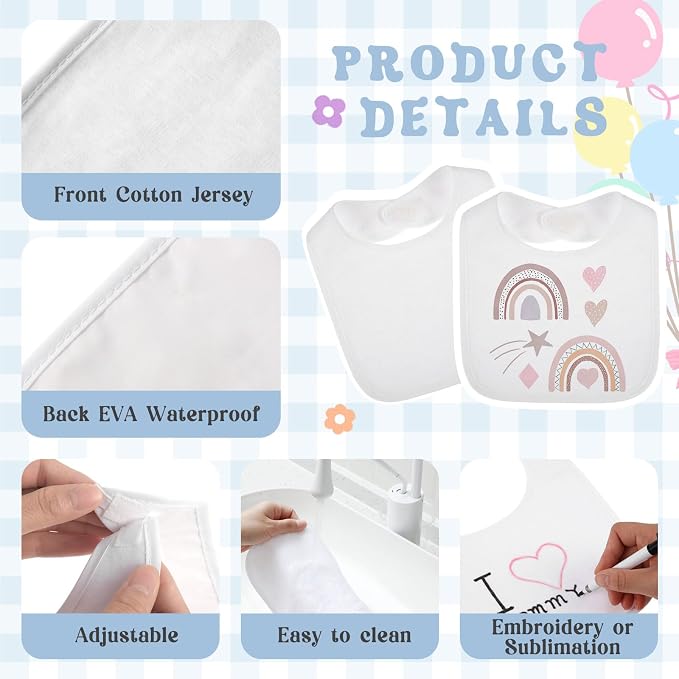 Toulite 40 Pcs White Bibs for Baby Washable Reusable Waterproof Cotton Feeder - Image 6