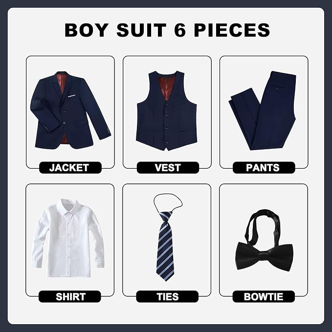 JPF Boy's Formal Suit Set Slim Fit Kids Tuxedo Suits - Image 2