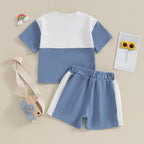 Rtnnsbbfcm Newborn Baby Boy Summer Clothes Short Sleeve Color Block Front - Image 3