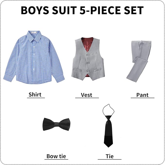 Boys' Suits Formal Slim Fit Tuxedo Boys Vest and Pants Set - Image 6