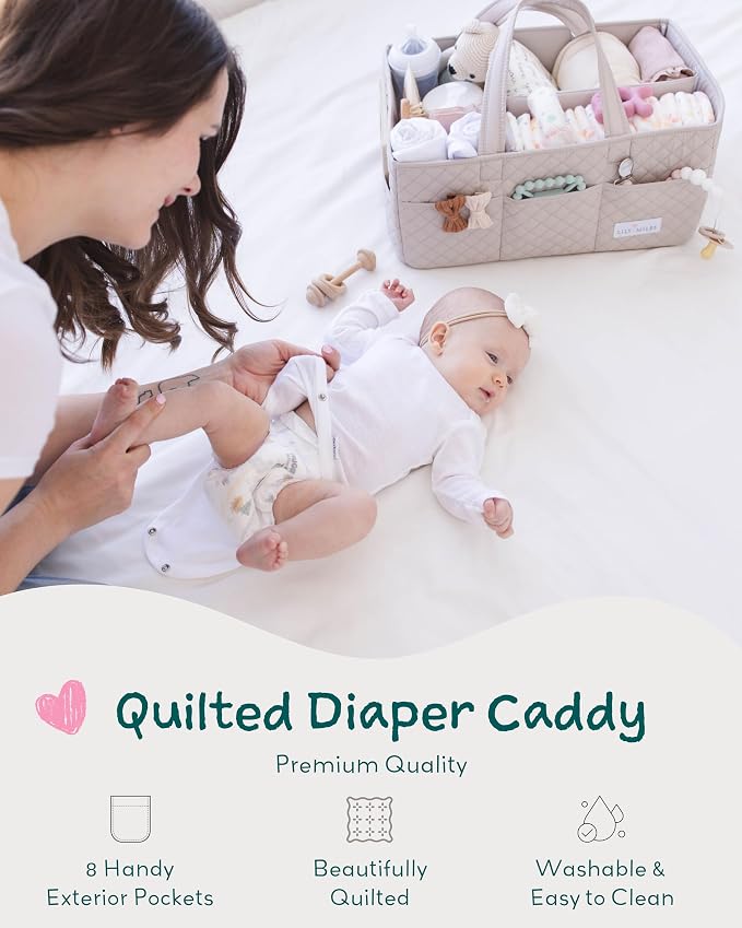 Lily Miles Baby Diaper Caddy Organizer, Quilted Nursery Storage Organizer - Image 2