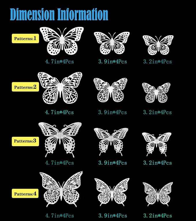 3D Silvery Butterfly Wall Stickers - Image 2