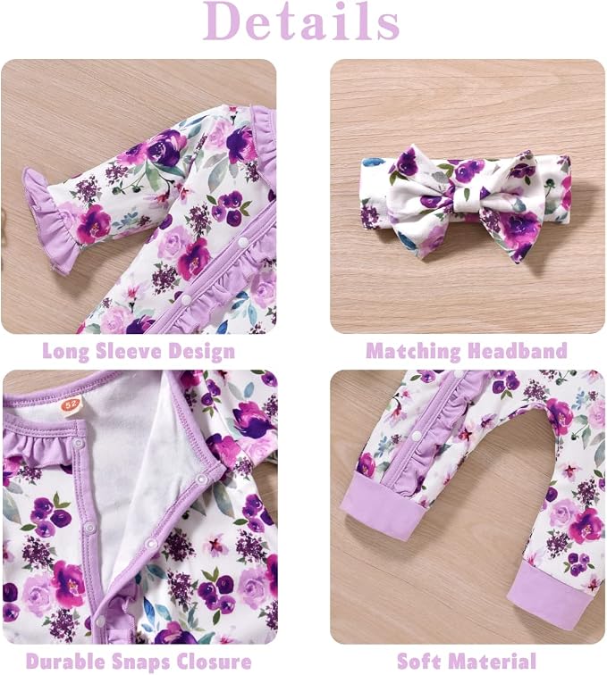 Aalizzwell Baby Girls Romper Outfit Fall Winter Clothes - Image 4
