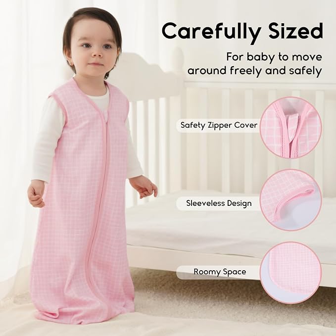 Yoofoss Baby Sleep Sack 0-6 Months 0.5 Tog Wearable Blanket - Image 3