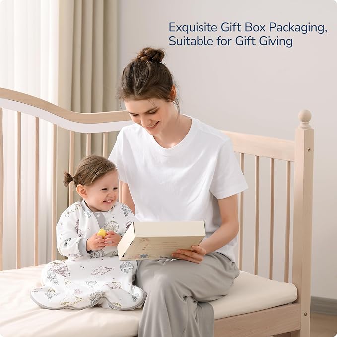 Baby Sleep Sack 6-12 Months, Cotton Detachable Long Sleeve Sleep Sack, 1.0 Tog - Image 8