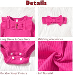 Aalizzwell Preemie Newborn Infant Baby Girls Clothes Ribbed Bodysuit Pants Set - Image 2