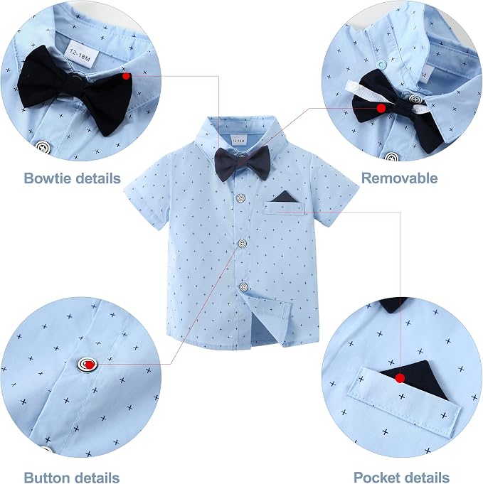 CARETOO Toddler Boy Clothes Suit Gentleman Wedding Outfits Kids Formal Dress - Image 2