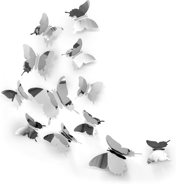 Silver Butterfly Wall Decals by Artivo