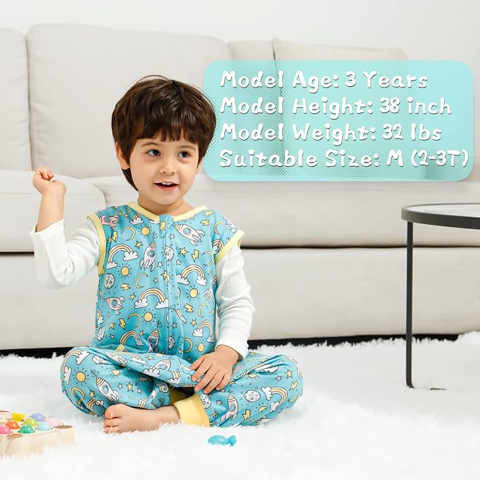 WONDAY Toddler Sleep Sack with Feet, 0.5 Tog Sleeping Sacks - Image 3