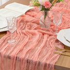 FEXIA Pink Cheesecloth Table Runner Spring Easter Table Runner 35x120 Inches - Image 4