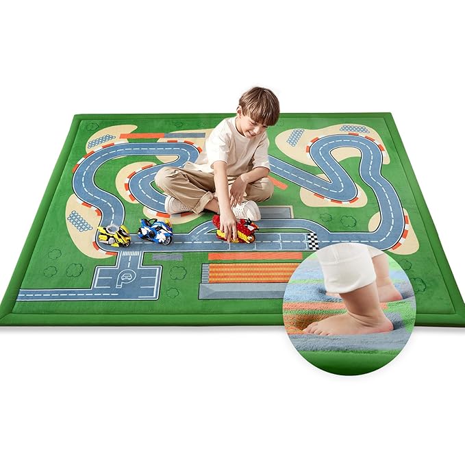1.3" Thick Educational Baby Floor Play Mat 79x158, Basic Padded Memory Foam by PaPaMat