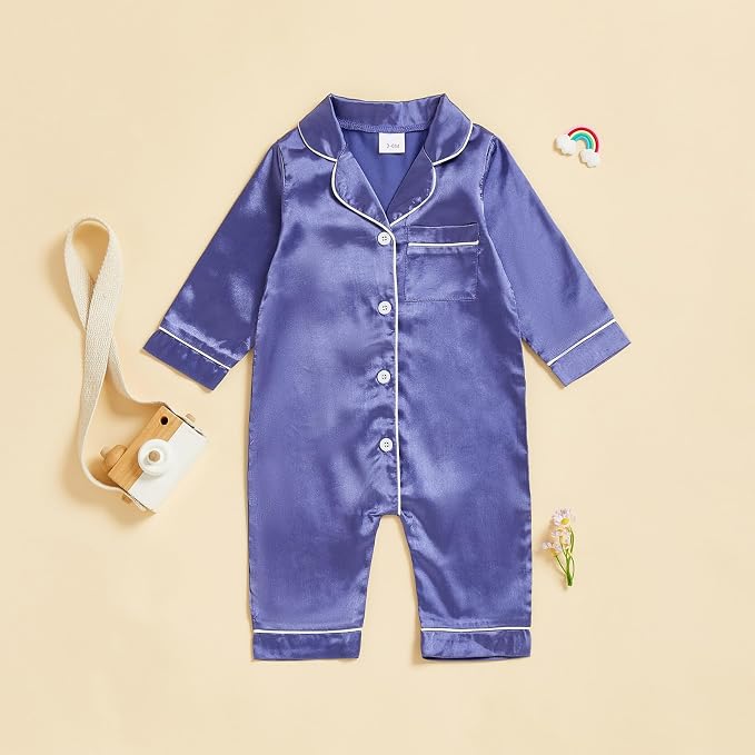 MAINESAKA Newborn Baby Girl Boy One Piece Pajama Romper Sleep Jumpsuit Silk - Image 4