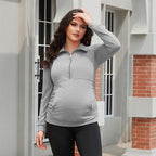 GINKANA Maternity Women's Long Sleeve Shirt Half Zipper Lapel Lightweight - Image 4