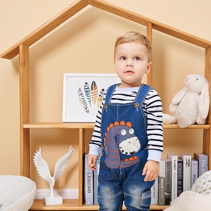 Cute Baby Boy Clothes Suit Toddler Boys' Striped long Sleeve T-Shirt+Denim - Image 4