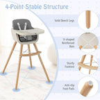 BABY JOY Baby High Chair, 3-in-1 Convertible Wooden Highchair - Image 5