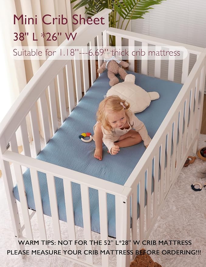 Momcozy Muslin Mini Crib Sheets Fitted - Image 2