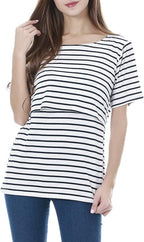 Smallshow Women's Maternity Nursing Tops Short Sleeve Breastfeeding Clothes - Image 2