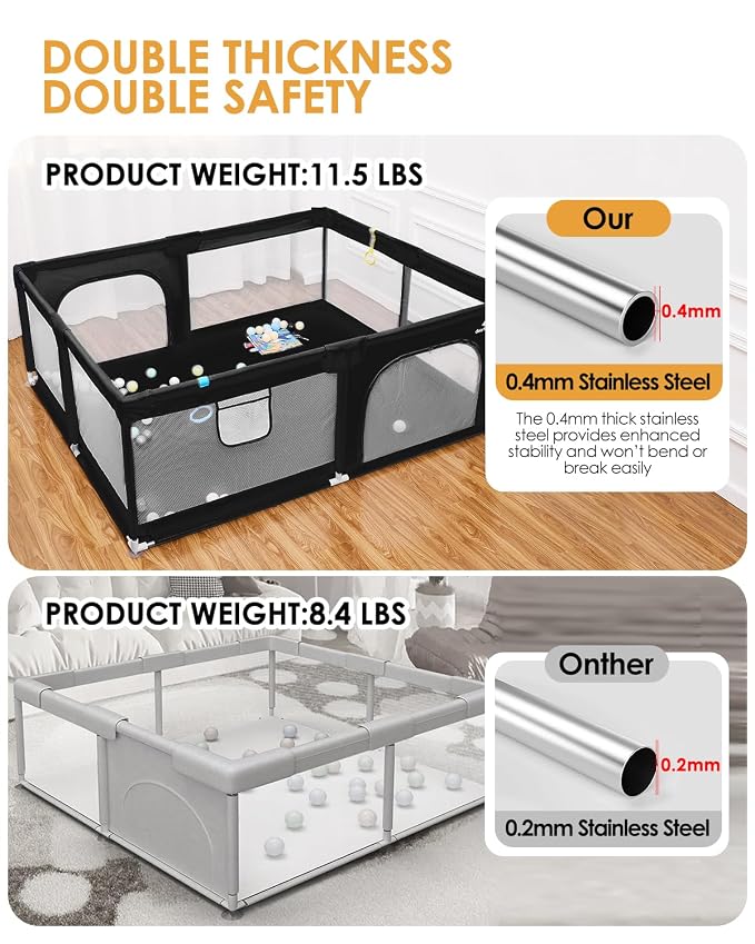 71" x 59" Extra Large Baby Playpen - Image 6
