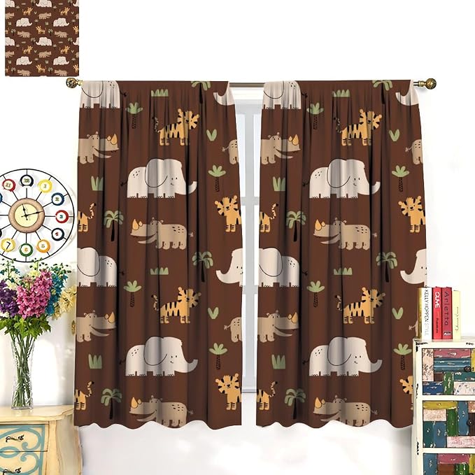 Jungle Safari Animals Blackout Curtains Cartoon Tropical Forest Animals - Image 4
