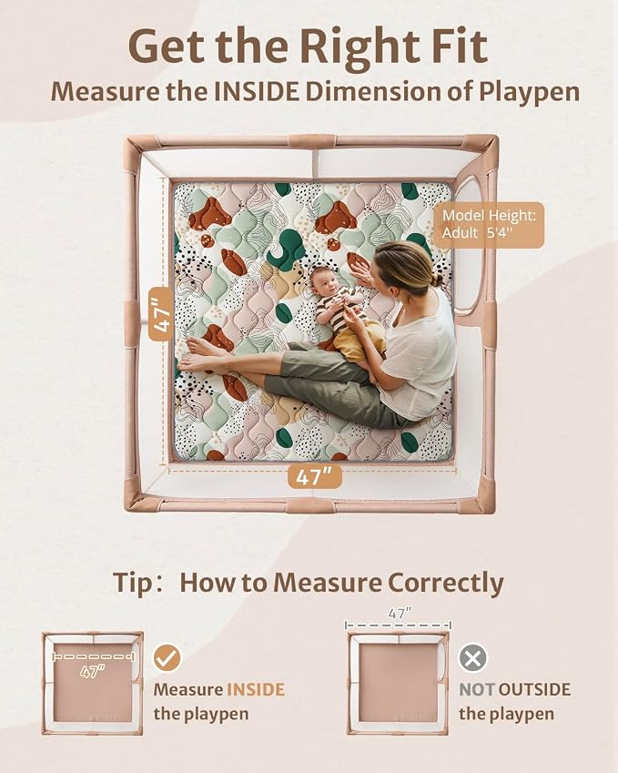 Blissful Diary Baby Play Mats for Floor, 47x47 Inch Playpen Mat, Thicker - Image 2