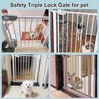 WAOWAO Triple Lock Baby Gate Extra Wide 81.49-85.82" Pressure Mounted Walk - Image 4