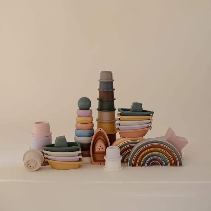 mushie Stackable Bath Boats Toy | Floating Bathtub Toys - Image 7