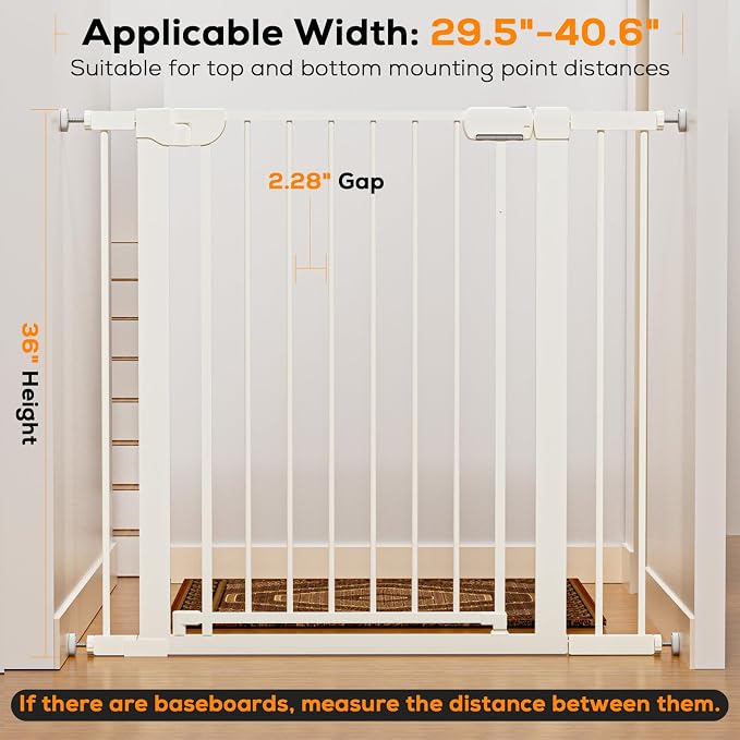 29.5-40.6" Baby Gate for Stairs, Baby Safety Essentials, Auto Close Gate for - Image 3