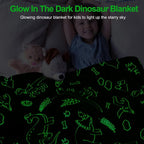 Personalized Dinosaur Glow in The Dark Kids Throw Blanket - Image 2