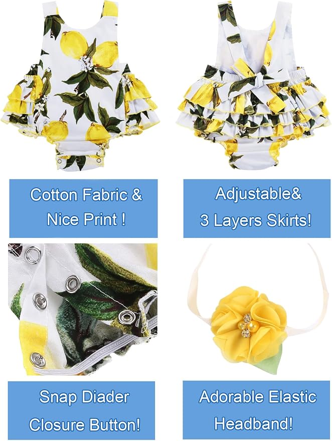 Baby Girl's Floral Print Ruffles Romper Summer Clothes - Image 3