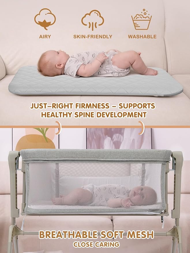 Ezebaby Baby Bassinet Bedside Crib, 3-in-1 Rocking Bassinets Bedside Sleeper - Image 5