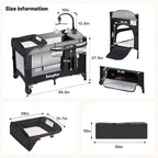 4 in 1 Height Adjustable Baby Playard, Foldable Nursery Center - Image 8
