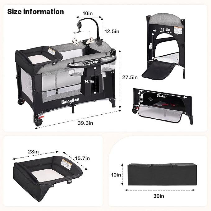 4 in 1 Height Adjustable Baby Playard, Foldable Nursery Center - Image 8