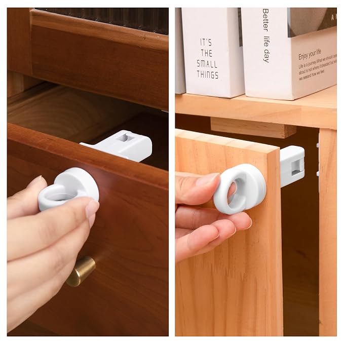 Inaya Magnetic Cabinet Locks for Baby Proofing, 6 Locks & 1 Key, Child Proof - Image 3