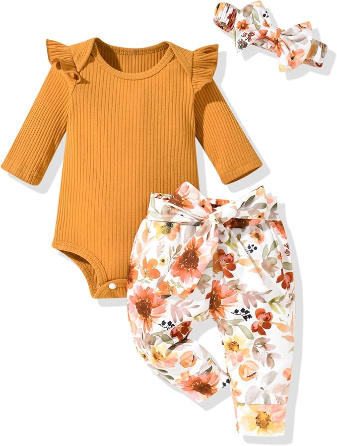 Aalizzwell Preemie Newborn Infant Baby Girls Clothes Ribbed Romper Bodysuit by Aalizzwell