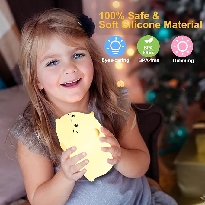 Tremdwoto Cat Night Light for Kids, Cute Colorful Night Light Baby Girl Squishy - Image 2